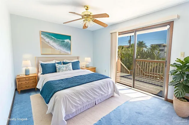 a view of a balcony with wooden floor