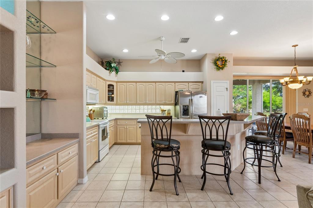 10120 Shortleaf Court Weeki Wachee, FL 34613 - Photo 22 of 95 a kitchen with kitchen island granite countertop lots of white cabinets and stainless steel appliances