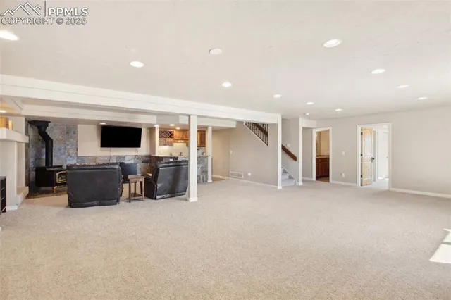 a view of a livingroom with a flat screen tv