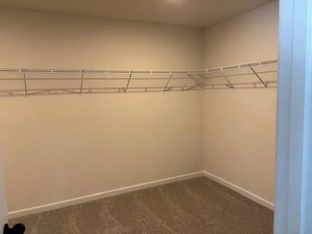 a view of an empty room with a closet