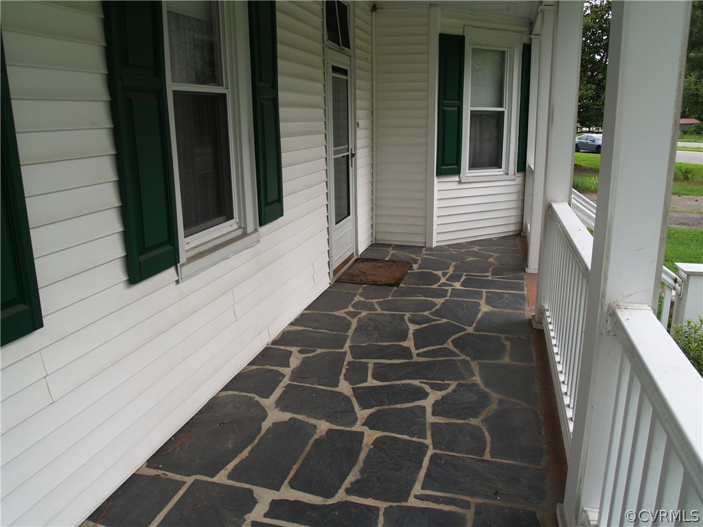 Slate floor on front entry porch.