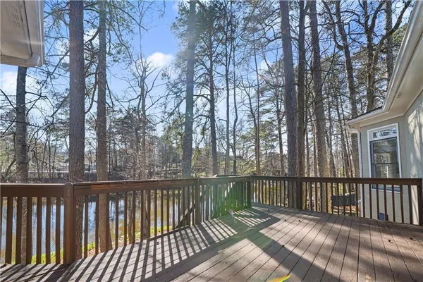 a view of a wooden roof deck