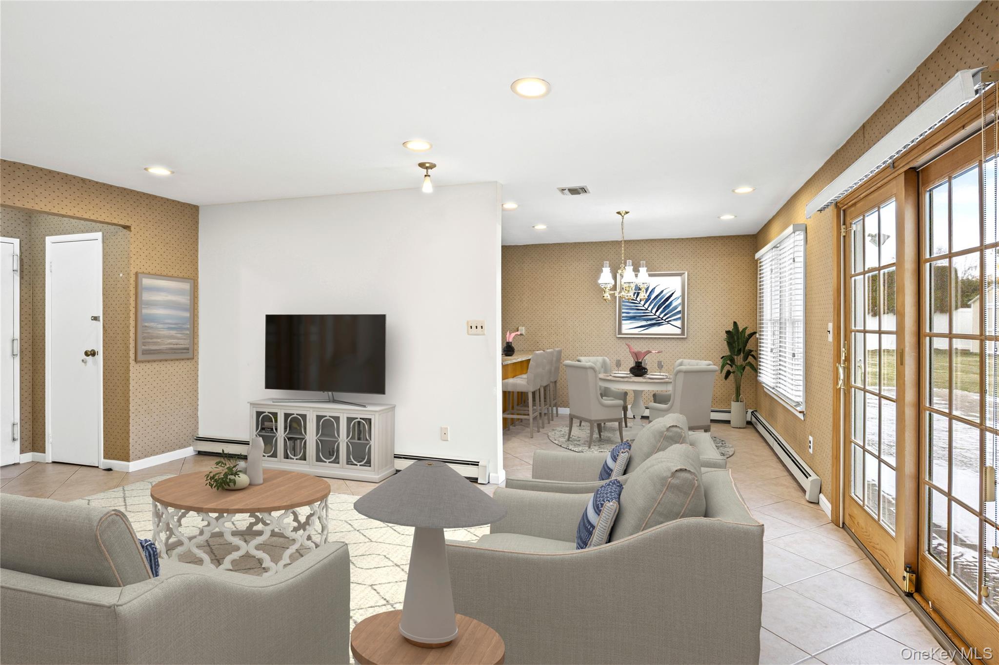 6 Hillview Court Commack, NY 11725 - Photo 28 of 43 a living room with furniture and a flat screen tv