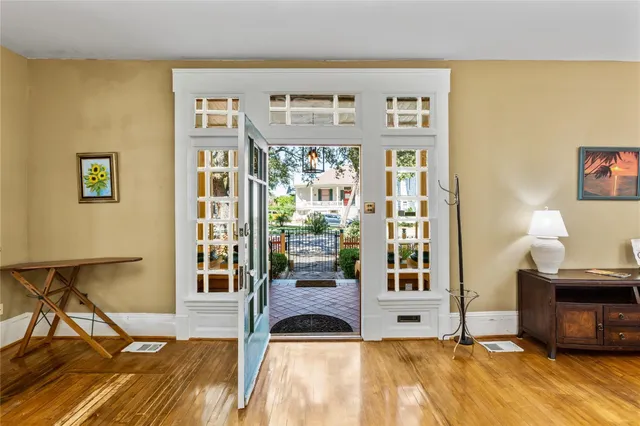 a bedroom with a bed and a table in it