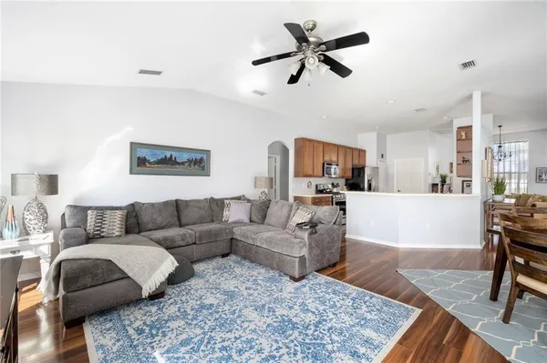 a living room with furniture