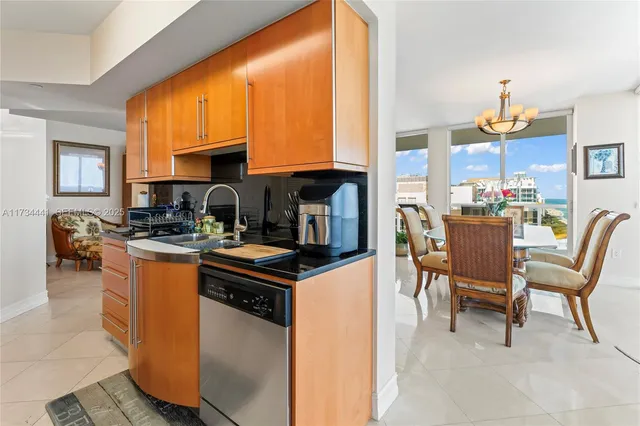 a view of a hallway with seating area