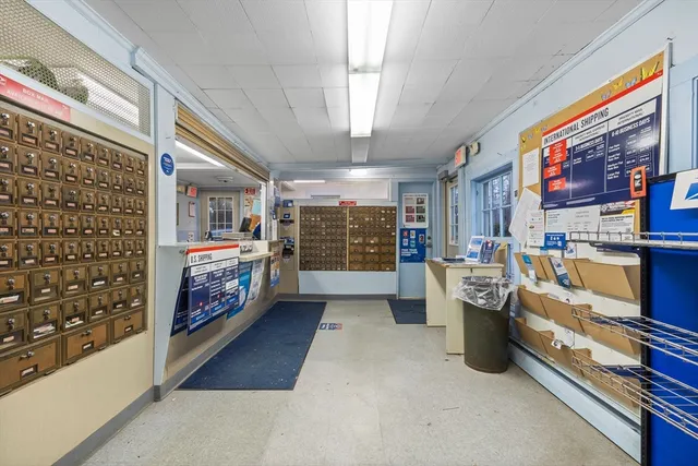 a view of an entryway with shelves