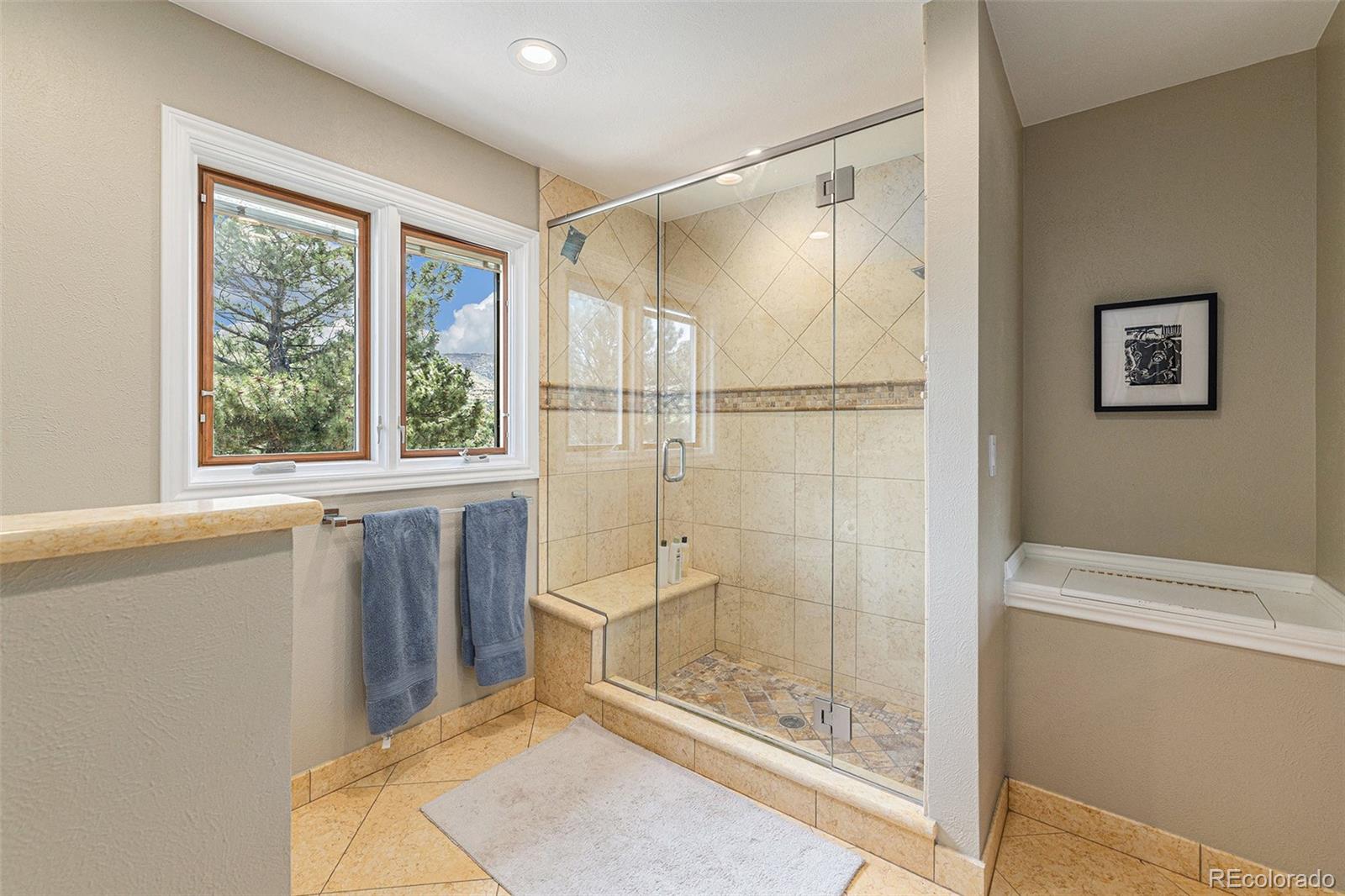 8 Blue Grouse Ridge Road Littleton, CO 80127 - Photo 28 of 49 a bathroom with a glass shower door