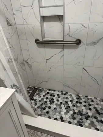 a bathroom with a shower