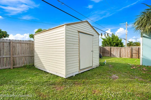 a view of a small backyard
