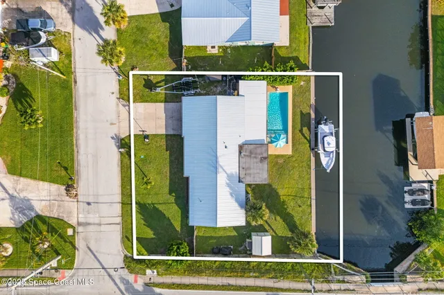 an aerial view of a house