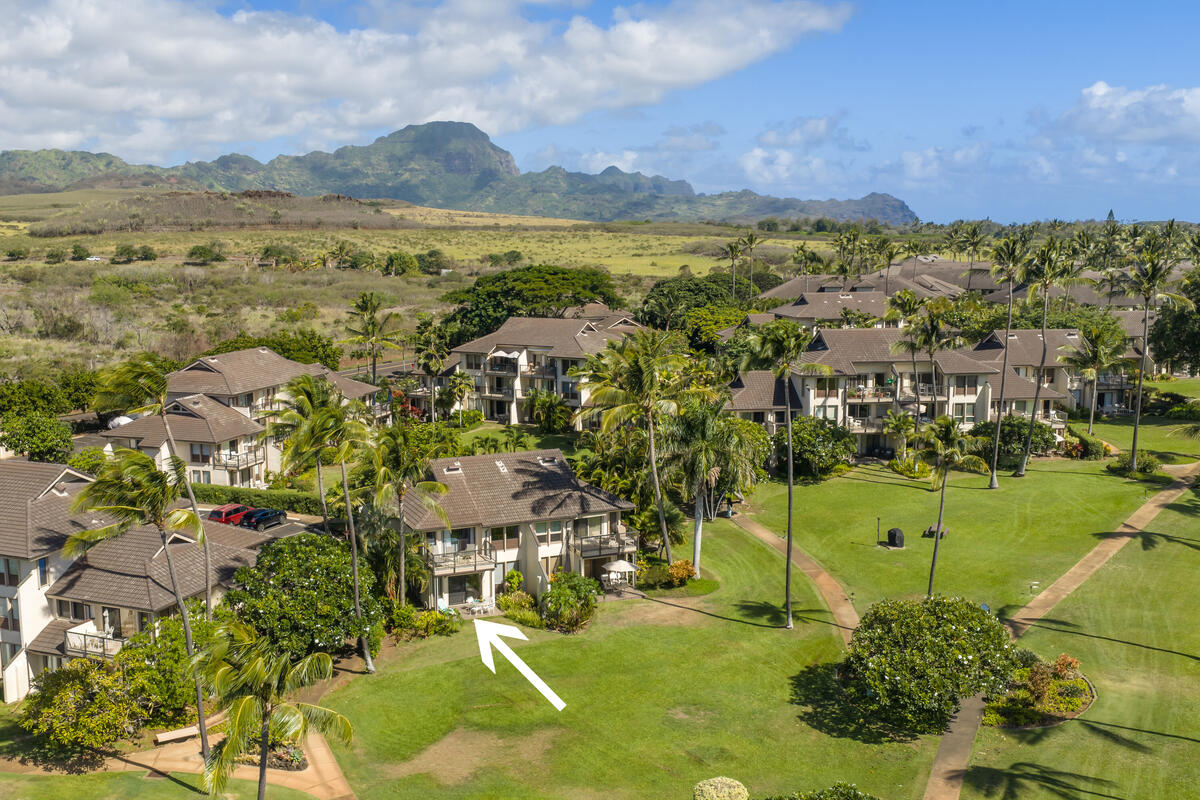 1901 Poipu Road, Unit 311 Koloa, HI 96756 - Photo 20 of 29 an aerial view of residential houses with outdoor space and trees