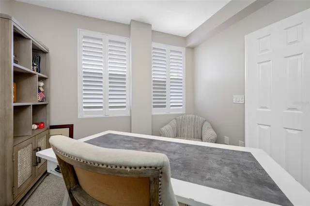 a living room with a large window