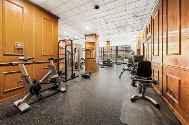 a view of a room with gym equipment