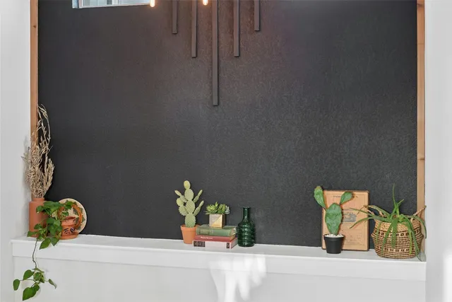 a view of a bedroom with furniture and staircase