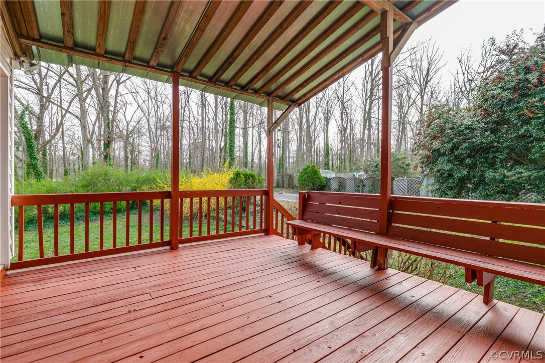 4025 Hidden Valley Road Chester, VA 23831 - Photo 20 of 23 a view of a wooden deck with a yard