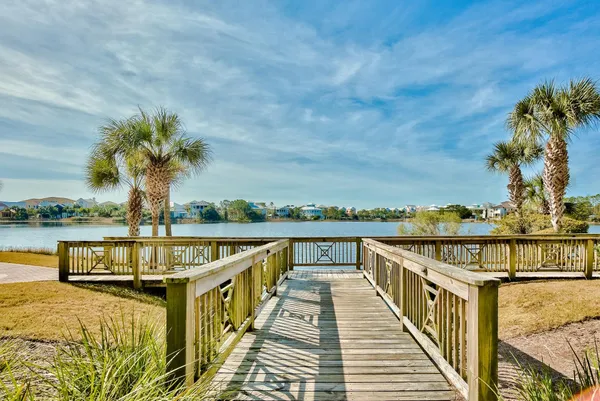 a view of a lake with a nearby beach
