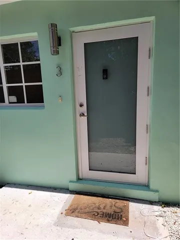 a view of wooden door