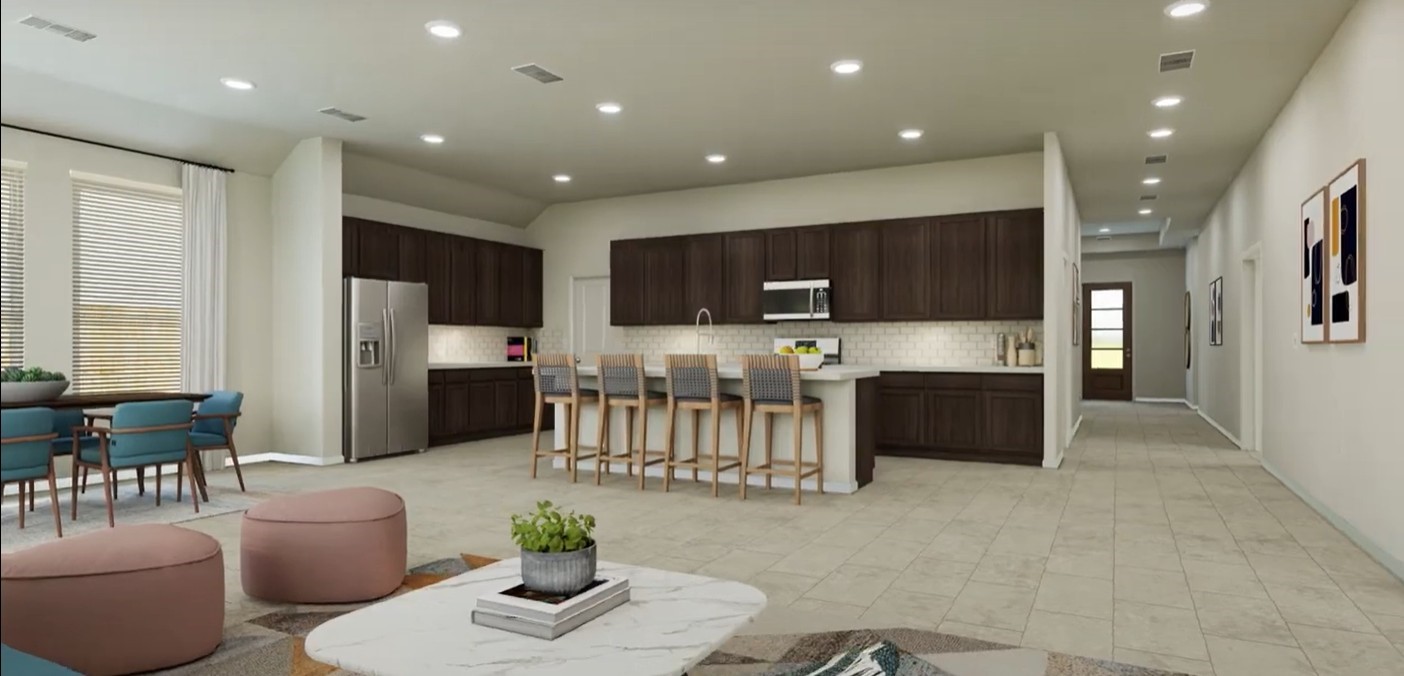 8223 Holly Blue Drive Rosharon, TX 77583 - Photo 23 of 48 a living room with stainless steel appliances furniture a window and a kitchen view