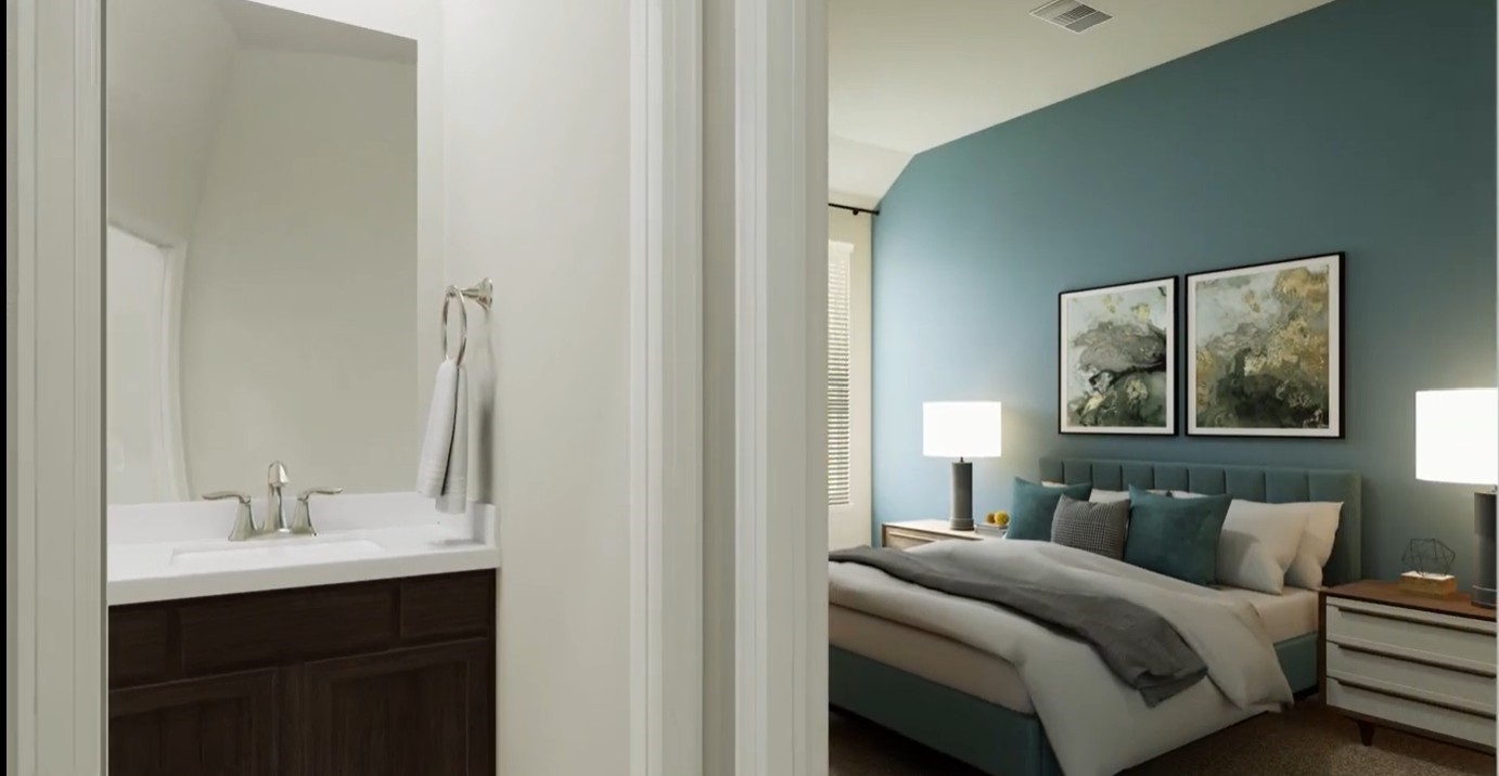 8223 Holly Blue Drive Rosharon, TX 77583 - Photo 34 of 48 a bedroom with a bed and a bathroom