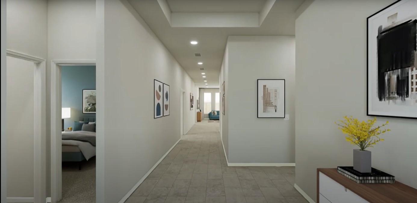 8223 Holly Blue Drive Rosharon, TX 77583 - Photo 14 of 48 a view of a hallway with workspace and a living room