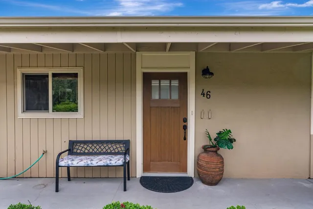 a outdoor living space with furniture and a potted plant