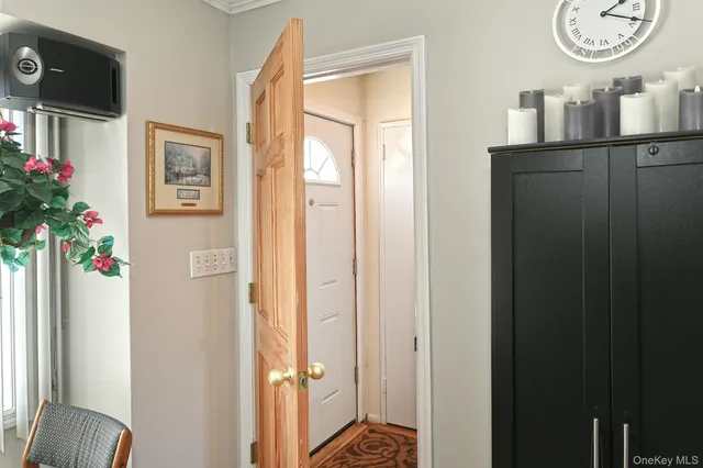 a view of dining room with wooden floor