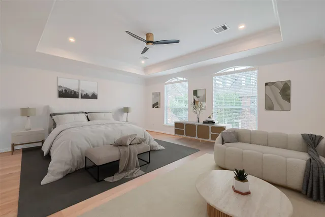 a view of a dining room with furniture and window