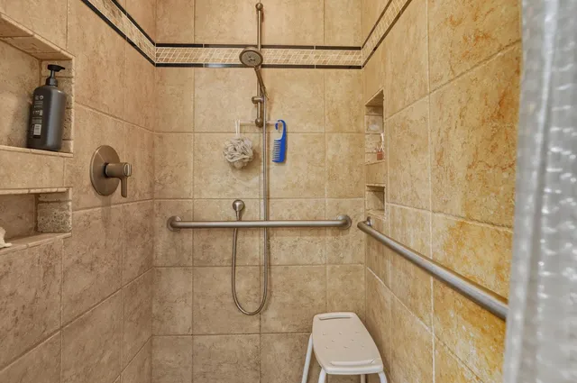 a bathroom with a shower