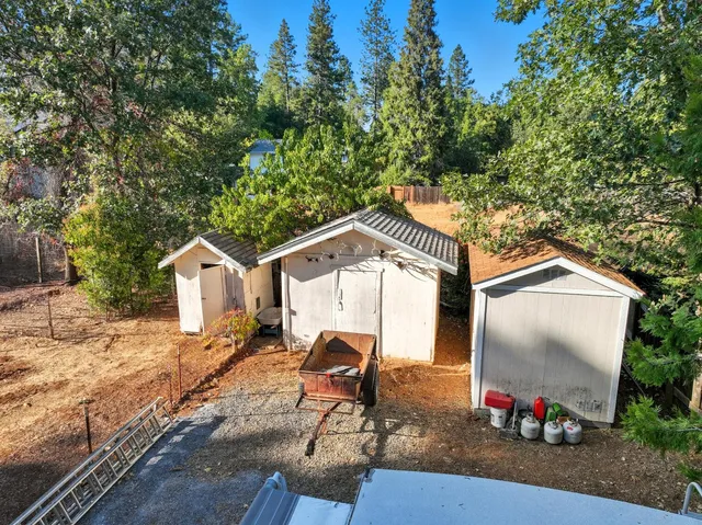 a backyard of a house with seating space