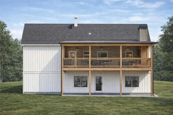 a picture of a room with a white wall and a painting