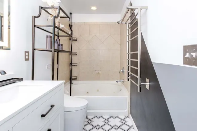 a view of a room with racks on the wall