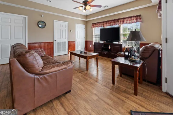 a living room with furniture
