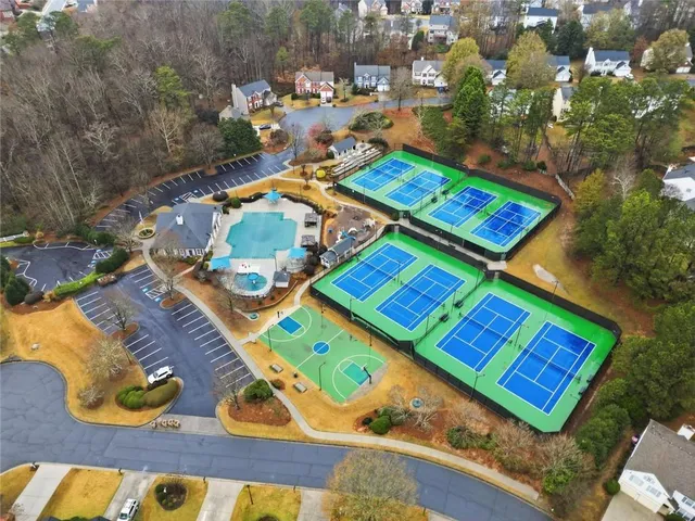 an aerial view of a city