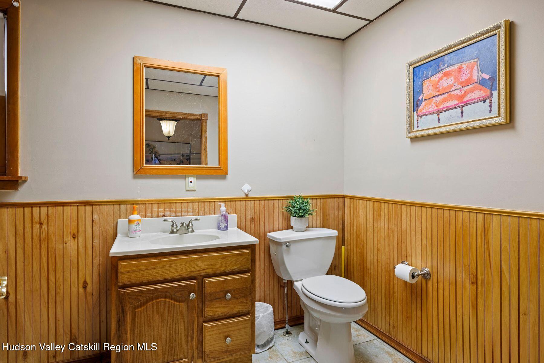 404 Winter Clove Road Round Top, NY 12473 - Photo 56 of 133 a bathroom with a toilet sink vanity and mirror