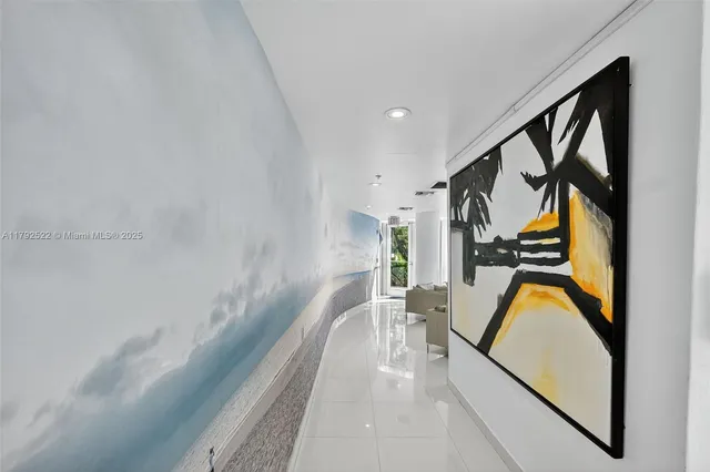 a view of balcony with wooden floor