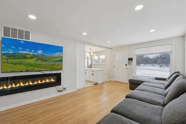 a living room with furniture