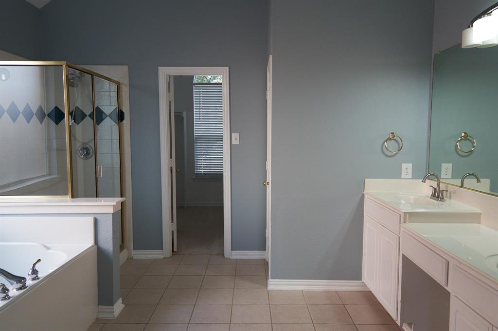 4469 Big Sky Drive Plano, TX 75024 - Photo 19 of 39 a bathroom with a sink and a mirror