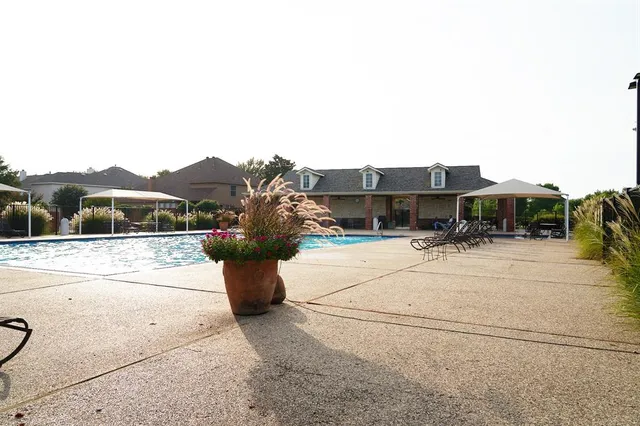 a view of a terrace with a bench