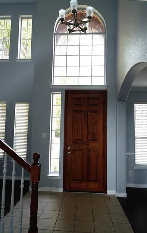 an entryway with a door
