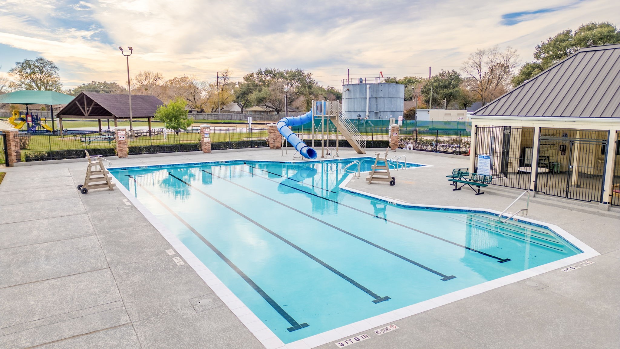 2622 Strait Lane Houston, TX 77084 - Photo 42 of 47 a view of a swimming pool with a lounge chairs