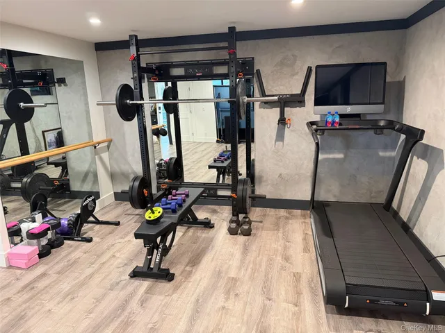 a view of a room with gym equipment
