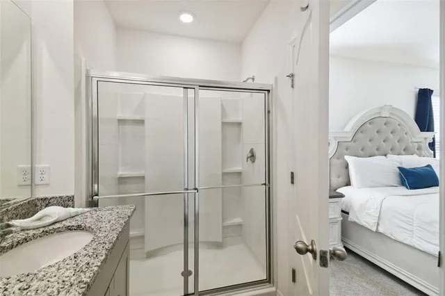 a view of a room with stairs and closet