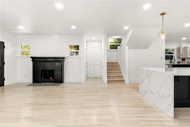 a view of a livingroom with a fireplace