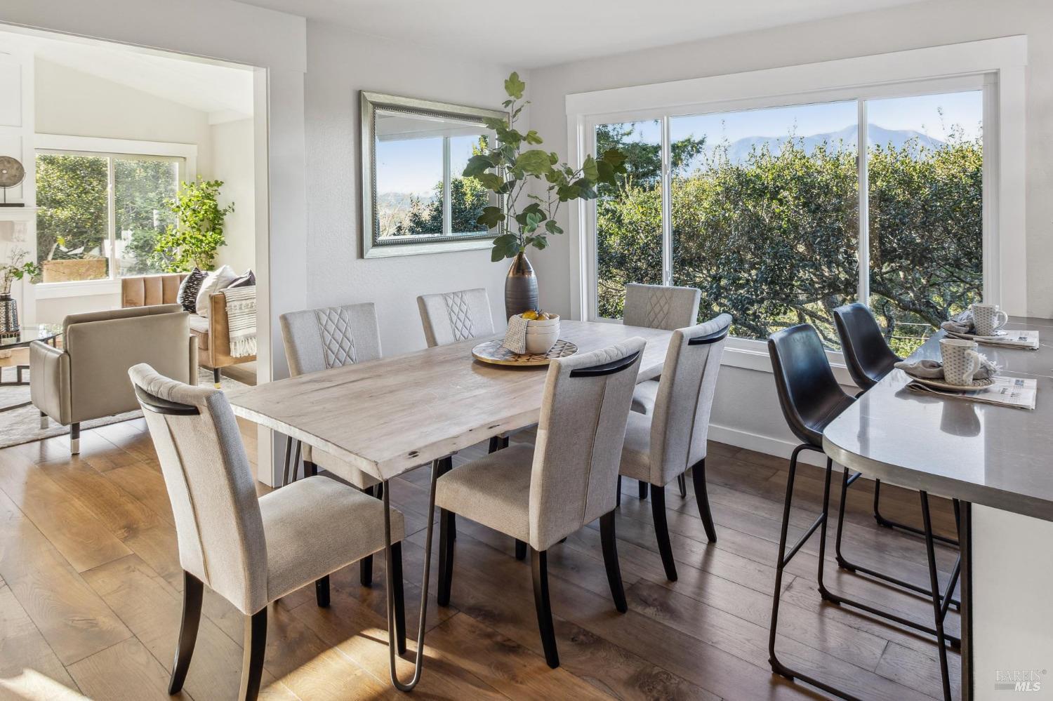 981 Greenhill Road Mill Valley, CA 94941 - Photo 29 of 91 a view of a dining room with furniture window and outside view