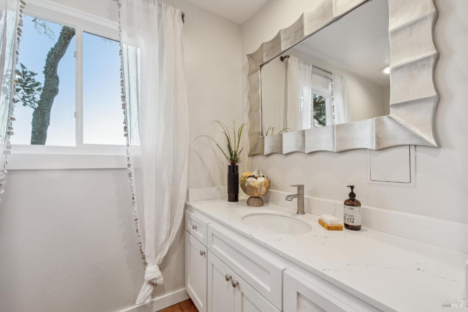 981 Greenhill Road Mill Valley, CA 94941 - Photo 45 of 91 a bathroom with a sink and a mirror