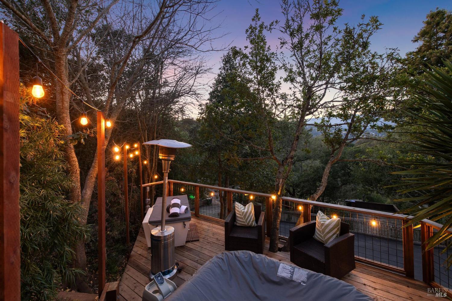 981 Greenhill Road Mill Valley, CA 94941 - Photo 84 of 91 a view of a balcony with chairs and wooden fence