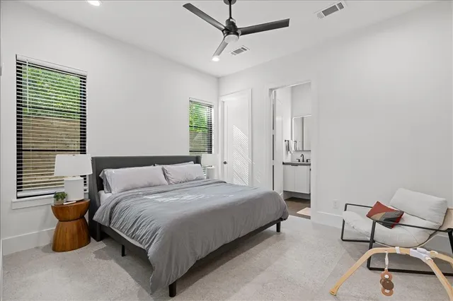 a room with cabinets and dust bin