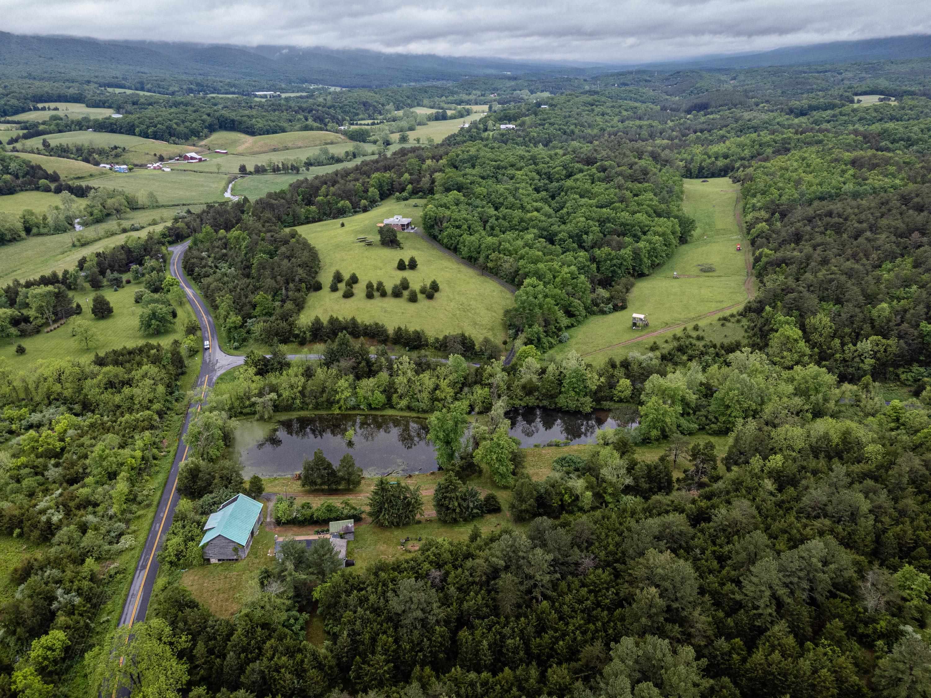 9881 Fort Valley Road Fort Valley, VA 22652 - Photo 61 of 75 an aerial view of residential house with outdoor space and trees all around