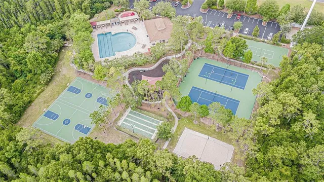 an aerial view of a house